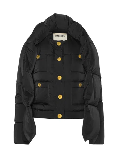 L'agence Women's Juana Scarf-detail Down Puffer Jacket In Gold