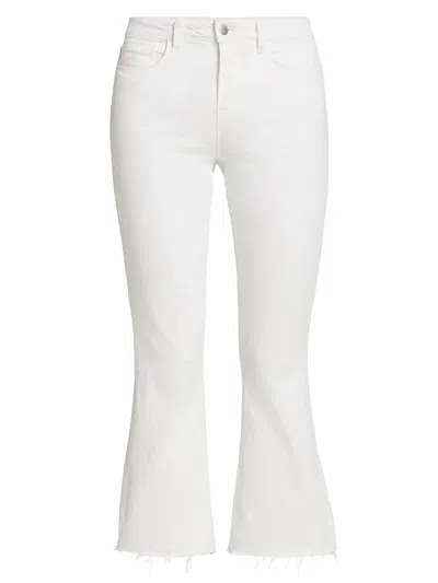 L'agence Women's Kendra High Rise Crop Flare Jeans In Blanc Coated In White