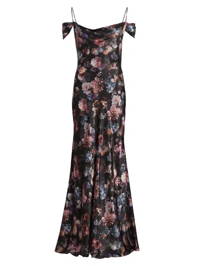 L'agence Women's Kenna Floral Cold-shoulder Silk Maxi-dress In Multi