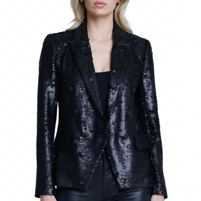 L'agence Women's Kenzie Sequin Blazer In Matte Black Sequin In Multi
