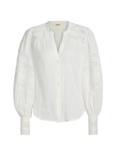 L'agence Women's Kiera Trim Cotton Blouse In White