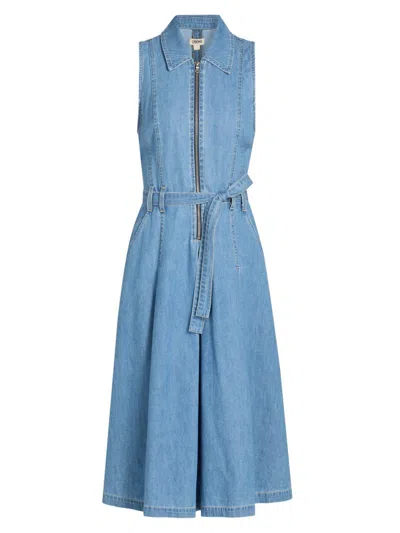L'agence Kieran Belted Shirt Dress In Blue