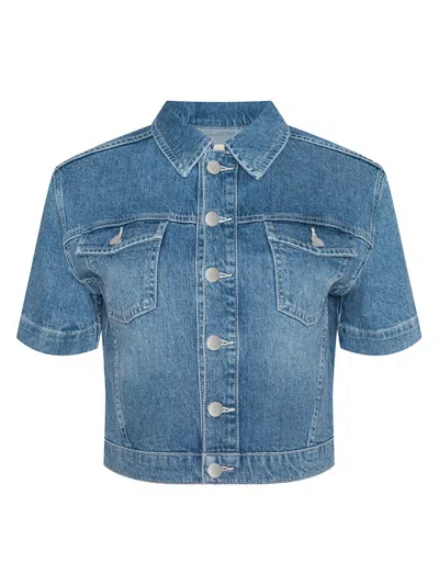 L'agence Women's Kirstie Jean Crop Shirt Jacket In Blue