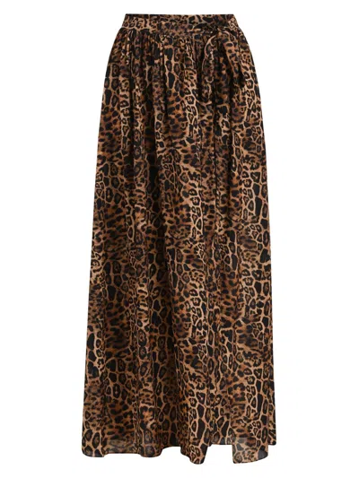L'agence Women's Klaire Leopard-print Cover-up Maxi Skirt In Brown