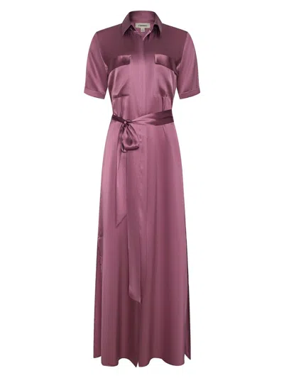L'agence Women's Klement Satin Maxi Shirtdress In Purple