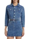 L'agence Koda Cropped Denim Jacket In Blue