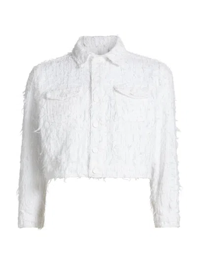 L'agence Women's Koda Texured Denim Cropped Jacket In White