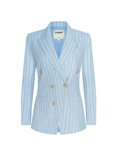 L'agence Women's Kyomi Pinstriped Double-breasted Blazer In Blue