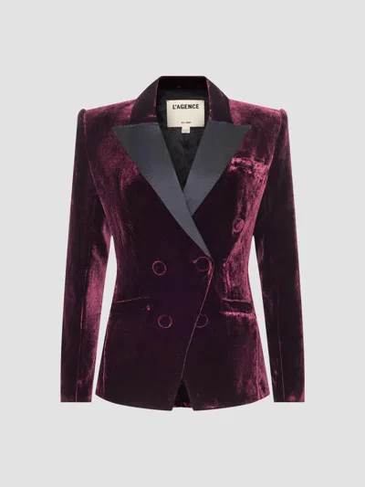 L'agence Women's Kyomi Satin-lapel Velvet Blazer In Purple