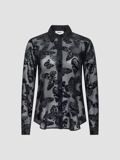 L'agence Women's Laurent Flocked Sheer Blouse In Black Butterfly