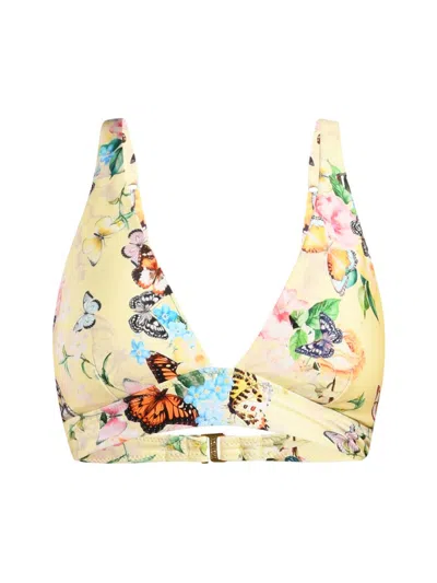 L'agence Women's Lexie Garden Butterflies Bikini Top In Denim