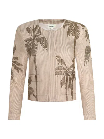 L'agence Women's Lian Palm Tree Beaded Cotton Jacket In Brown