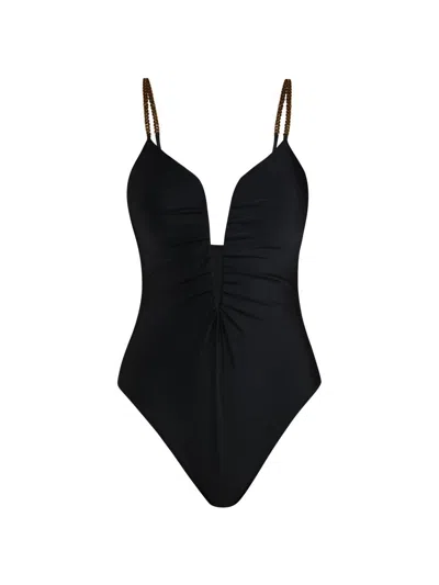 L'agence Women's Lilou Plunging Underwire One-piece Swimsuit In Black