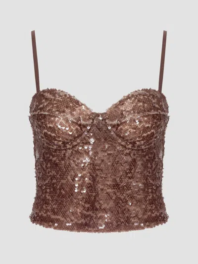 L'agence Lior Sequin Bralette Camisole Top In Brown