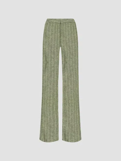 L'agence Women's Livvy Stripe Straight-leg Trousers In Green