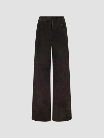 L'agence Women's Livvy Suede Straight-leg Trousers In Coffee Bean
