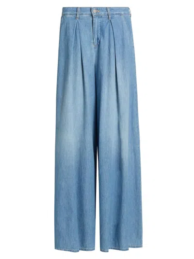 L'agence Women's Lorenza Denim High-rise Palazzo Pants In Brown