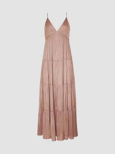 L'agence Women's Lua Tiered Satin Maxi Dress In Hazelnut