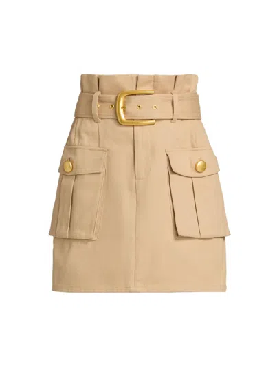 L'agence Maelis Paperbag Mini Skirt In Neutral