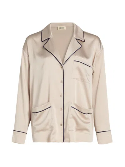 L'agence Women's Mara Satin Piped Blouse