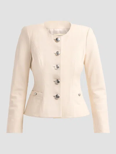 L'agence Women's Mariella Collarless Leather Blazer In Neutral