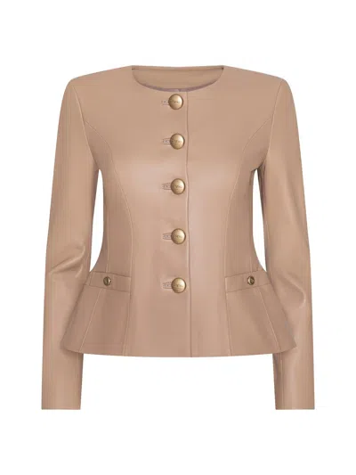 L'agence Women's Mariella Leather Blazer In Cappuccino