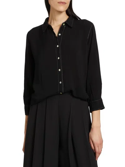 L'agence Women's Marlene Tailored Three-quarter-length Sleeve Shirt In Black