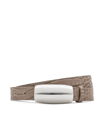 L'agence Women's Marlowe Embossed Leather Belt In Cappuccino Croc In Multi