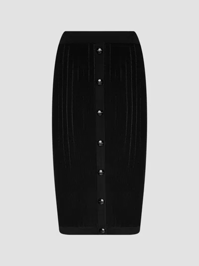 L'agence Women's Melania Pointelle-knit Midi Skirt In Black