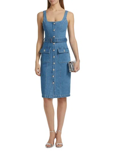 L'agence Women's Midy Button-front Denim Minidress In Blue