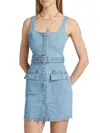 L'agence Midy Belted Sleeveless Denim Minidress In Blue