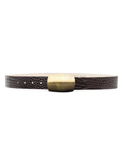 L'agence Women's Milou Croc-embossed Leather Belt In Brown