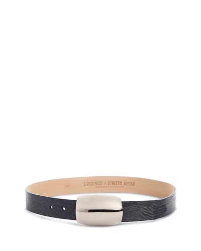 L'agence Women's Milou Domed Embossed Leather Belt In Transparent