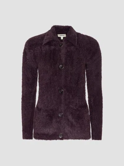 L'agence Women's Mist Fuzzy Collared Cardigan In Purple