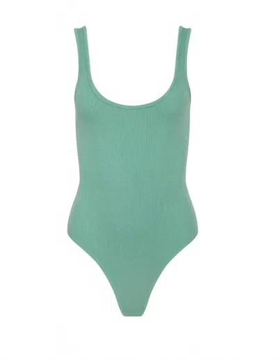 L'agence Nica Scoop-neck Tank Bodysuit In Green