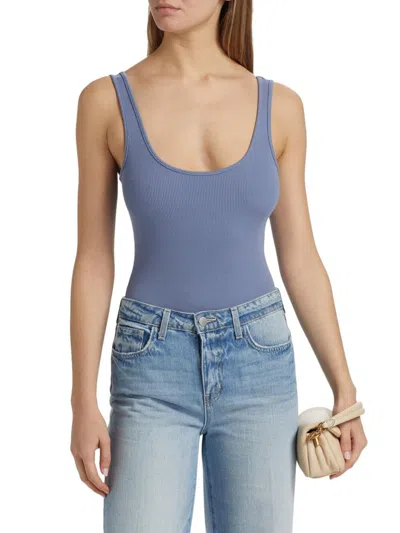 L'agence Nica Scoop Neck Tank Bodysuit In Blue