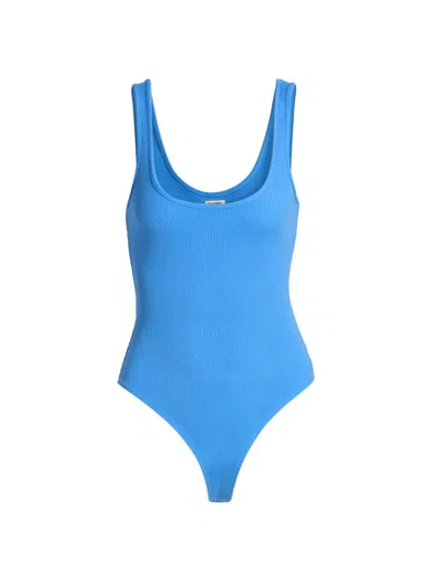 L'agence Nica Scoop-neck Tank Bodysuit In Blue
