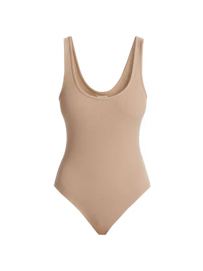 L'agence Women's Nica Scoopneck Rib-knit Bodysuit In Brown