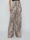 L'agence Women's Nova Pleated Wide Leg Pant In Tan Multi Ikat Leopard In Multi