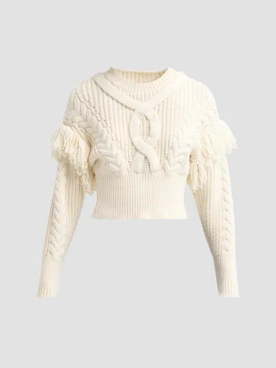 L'agence Women's Ottavia Cable-knit Lace-up Back Sweater In Ivory