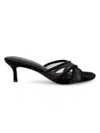 L'agence Women's Padua 60mm Mesh-suede Kitten-heel Sandals In Black
