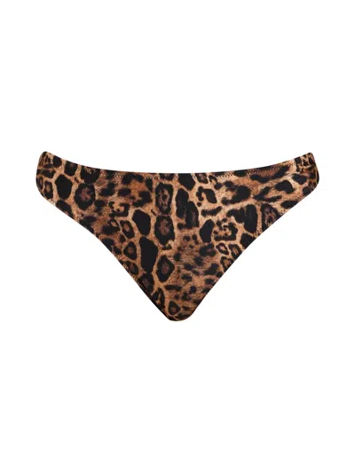L'agence Women's Patch Leopard Nicole Bikini Bottom In Brown