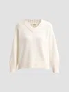 L'agence Oversized V Neck Pullover Ivory In White