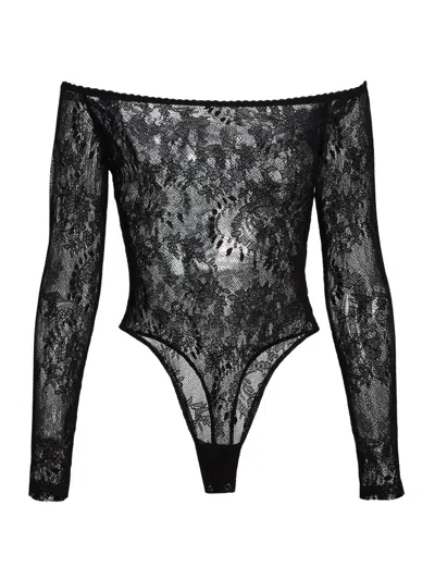 L'agence Women's Peonie Lace Off-the-shoulder Bodysuit In Black