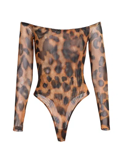 L'agence Women's Peonie Leopard-print Off-the-shoulder Bodysuit