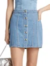 L'agence Phia Seamed Button Mini Skirt Hartland In Blue