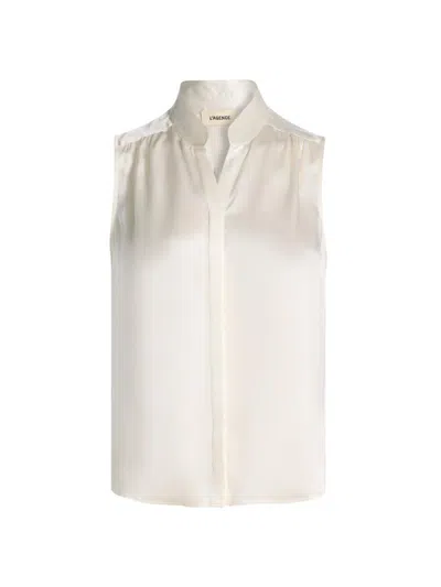 L'agence Women's Phoebe Silk Sleeveless Blouse In White