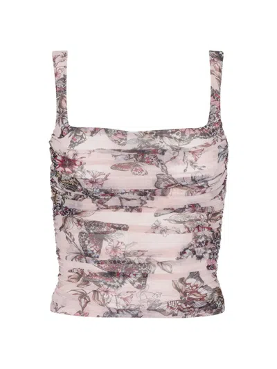 L'agence Women's Rasha Printed Shirred Mesh Tank