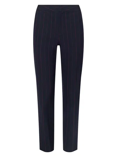 L'agence Rebel Trouser In Midnight & Burgundy Pinstripe