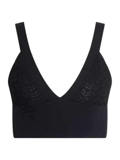L'agence Reverie Pointelle Knit Bra Top In Black